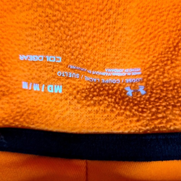 Under Armour Orange Heathered Fleece Hoodie‎ ColdGear Pullover Size MD - Picture 6 of 7